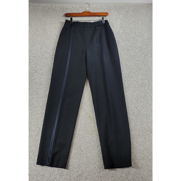 Moschino Couture Womens Tuxedo Pants 8 Black Wool Satin Trim Button Formal Dress